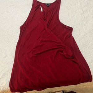 Express Cranberry Red Jersey Deep V Neck Draped Racerback Tank Top Medium